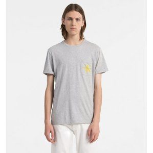 Calvin Klein pánské šedé tričko s kapsičkou - S (35)